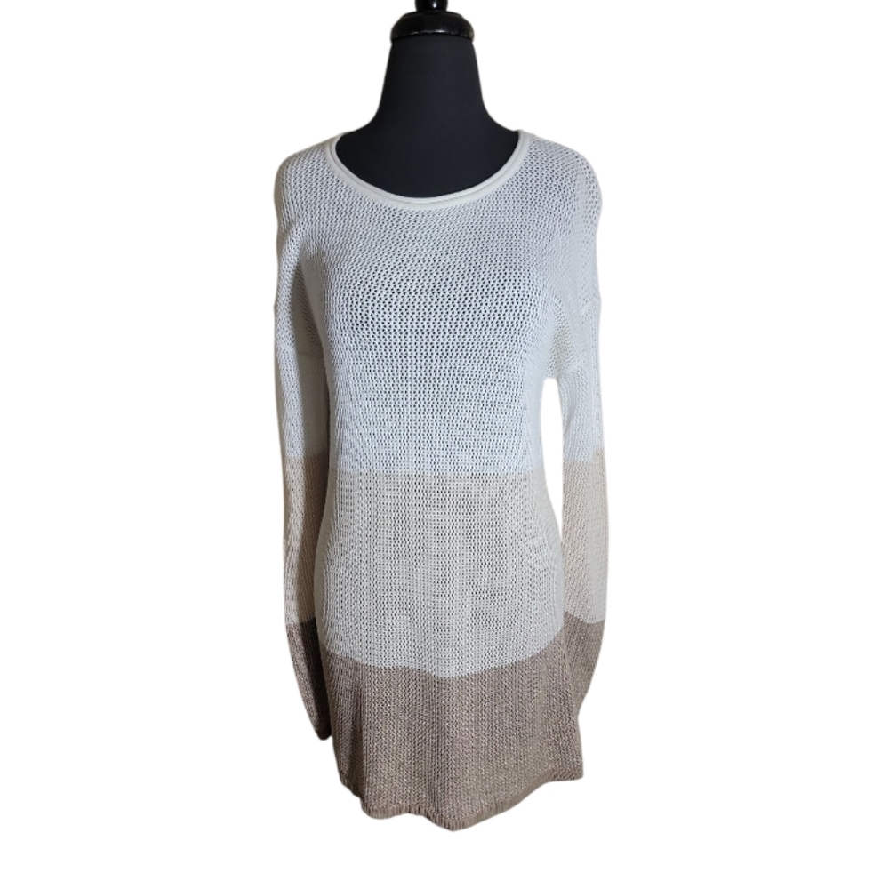 Pendleton Open Knit Colorblock Drop Shoulder Tuni… - image 1